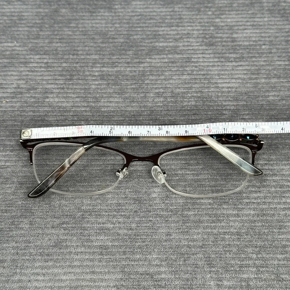 Badgley Mischka Clio Brown Crystal Y2K Cat Eye Eyeglasses 52-18-135